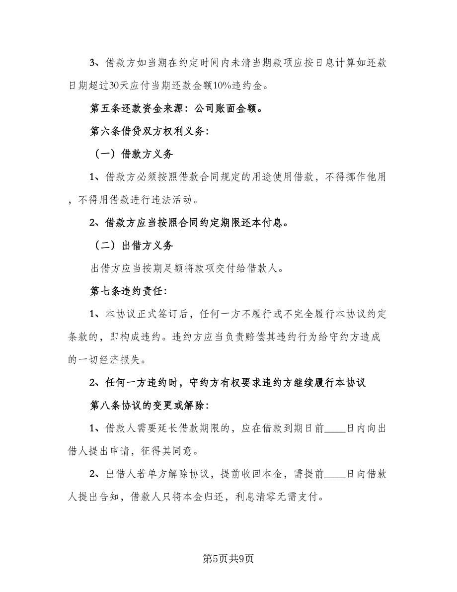 公司向个人借款协议效力问题标准样本（四篇）.doc_第5页