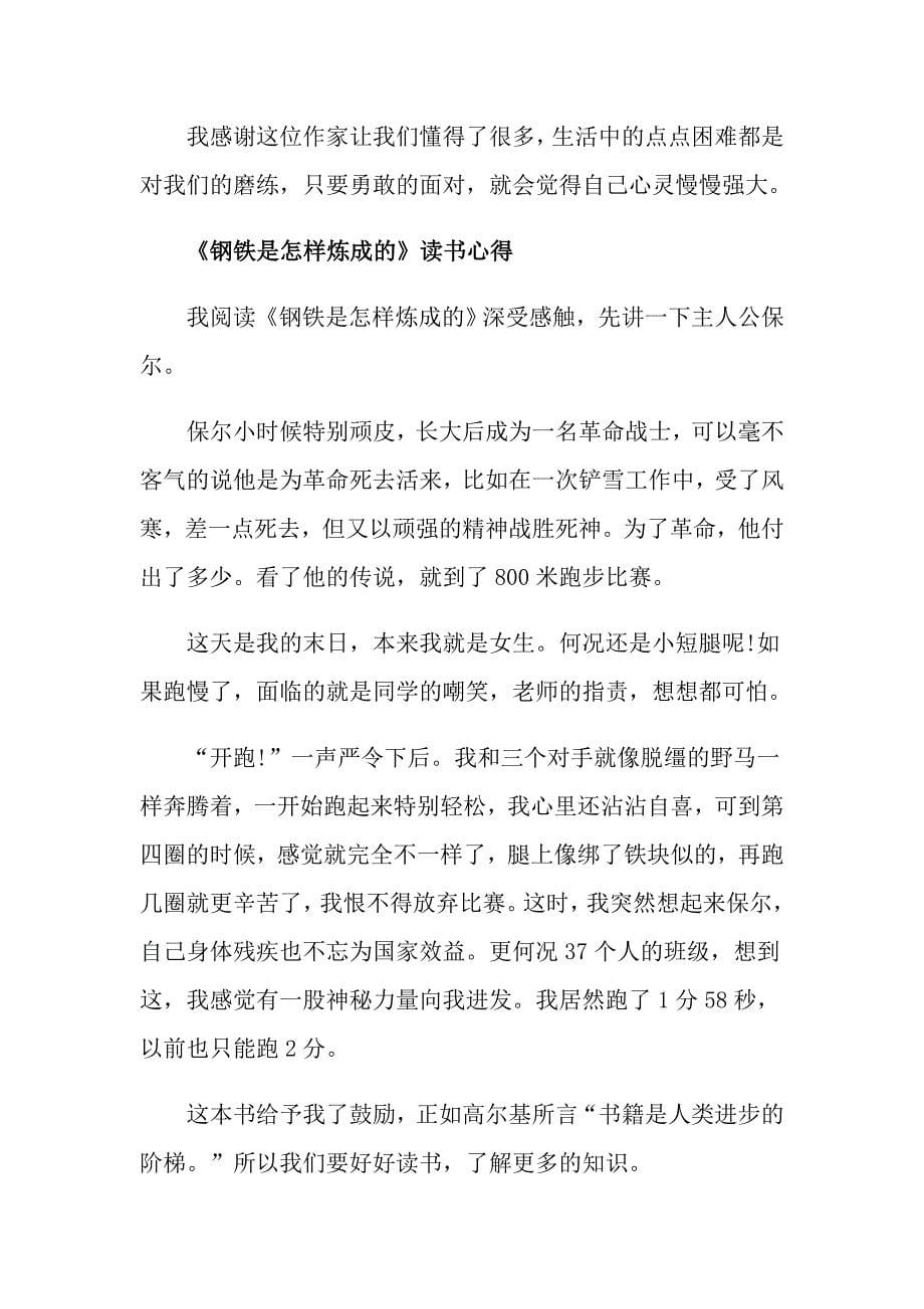 《钢铁是怎样炼成的》读书心得400字范文_第5页