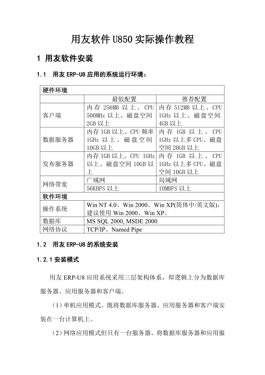 史上最全最实用的用友软件U850实际操作教程_第1页