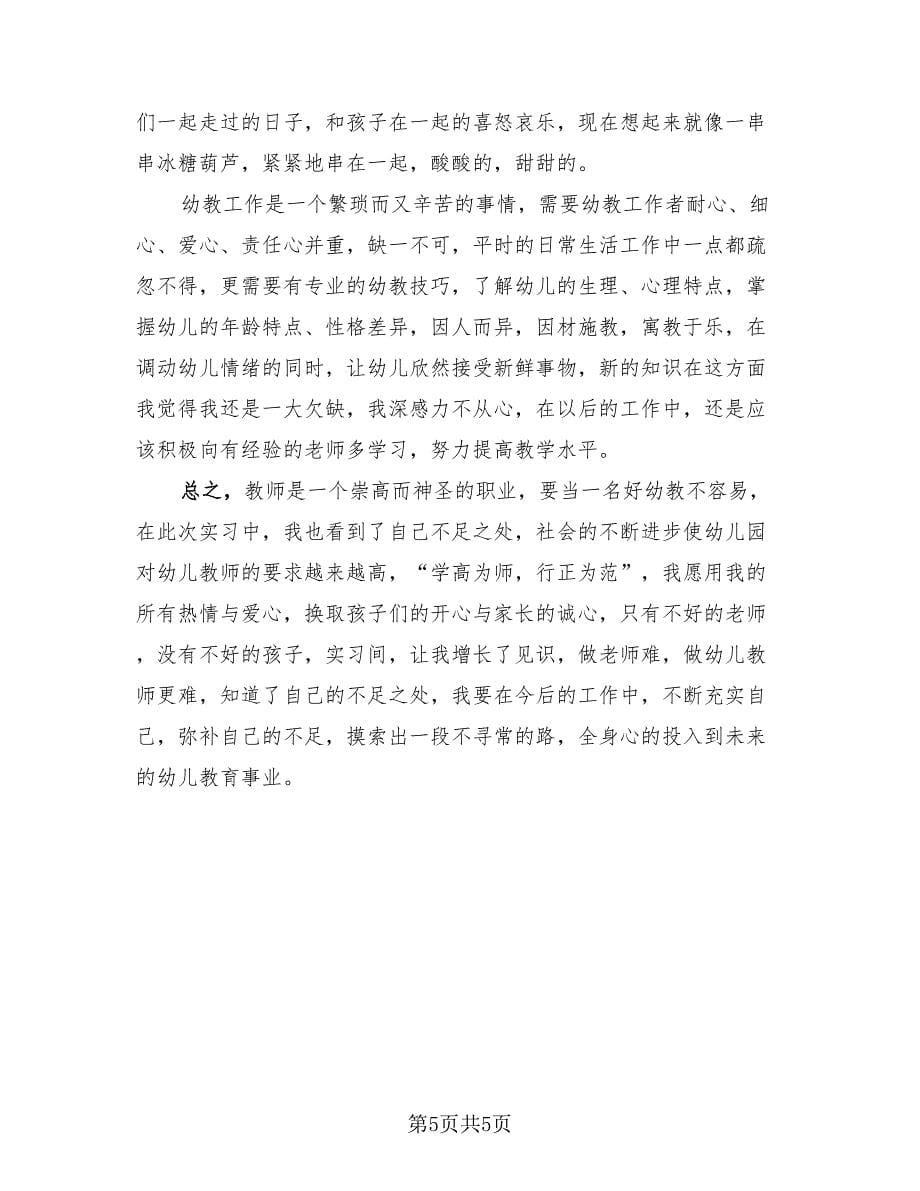 幼儿园教师实习工作总结标准样本（2篇）.doc_第5页