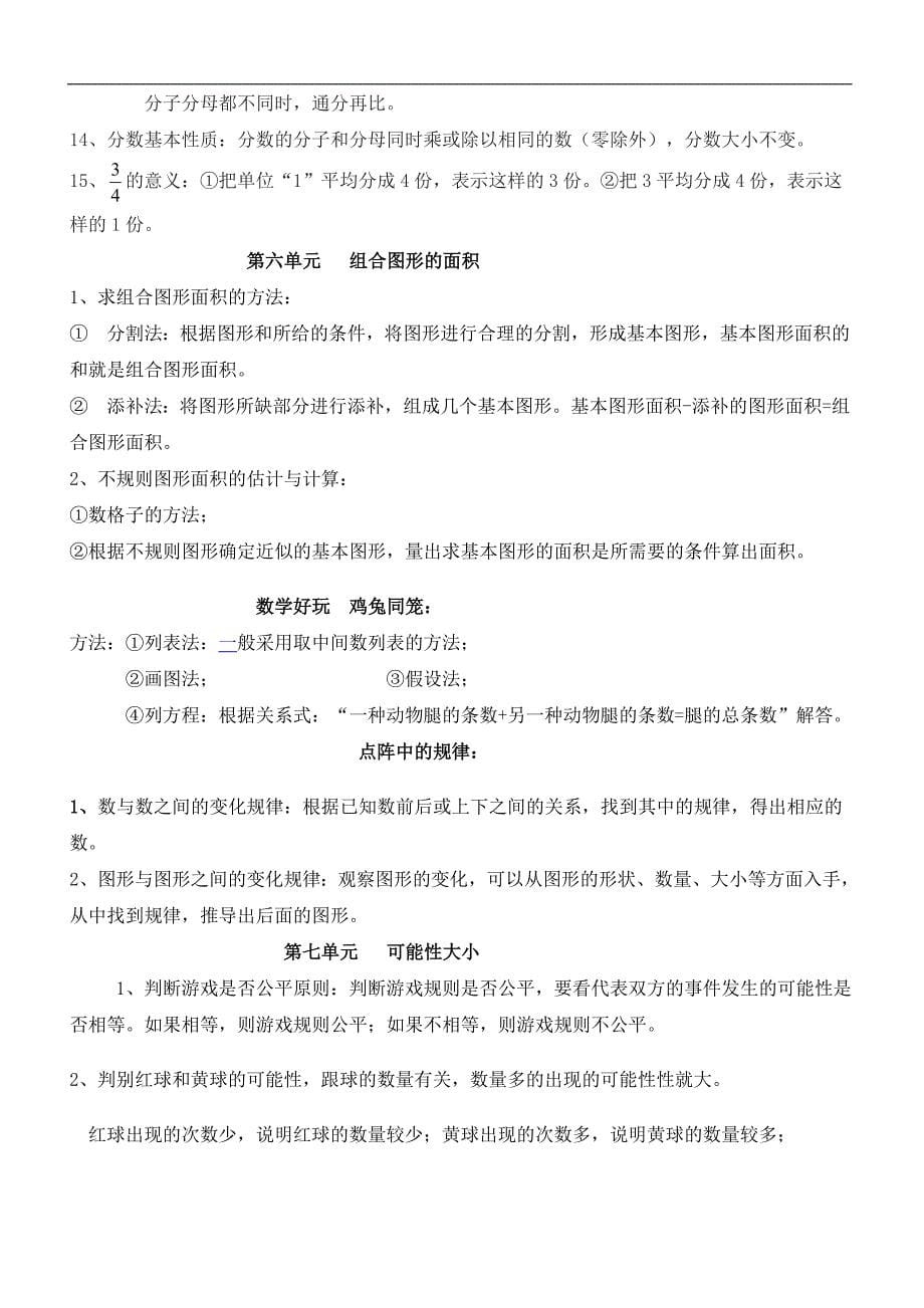 北师大版五年级上册数学复习要点_第5页