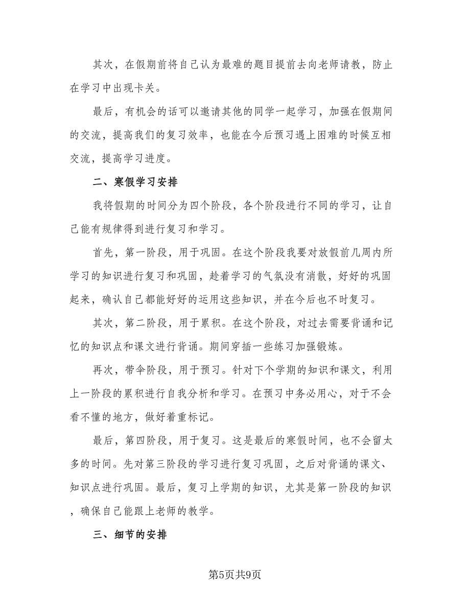 高中生寒假学习计划范文（三篇）.doc_第5页