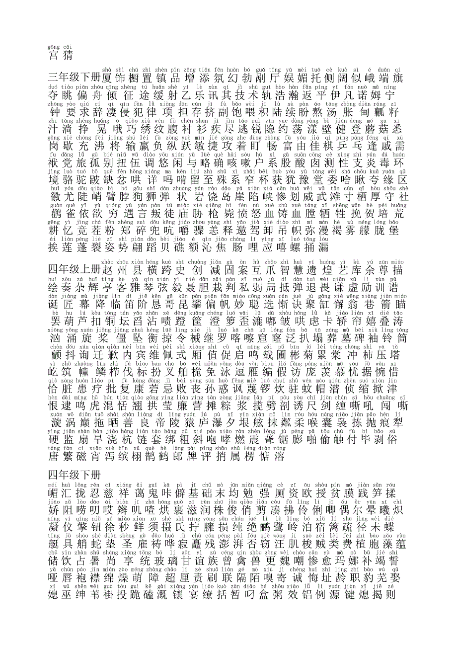 小学生生字表最全拼音打印版_第3页