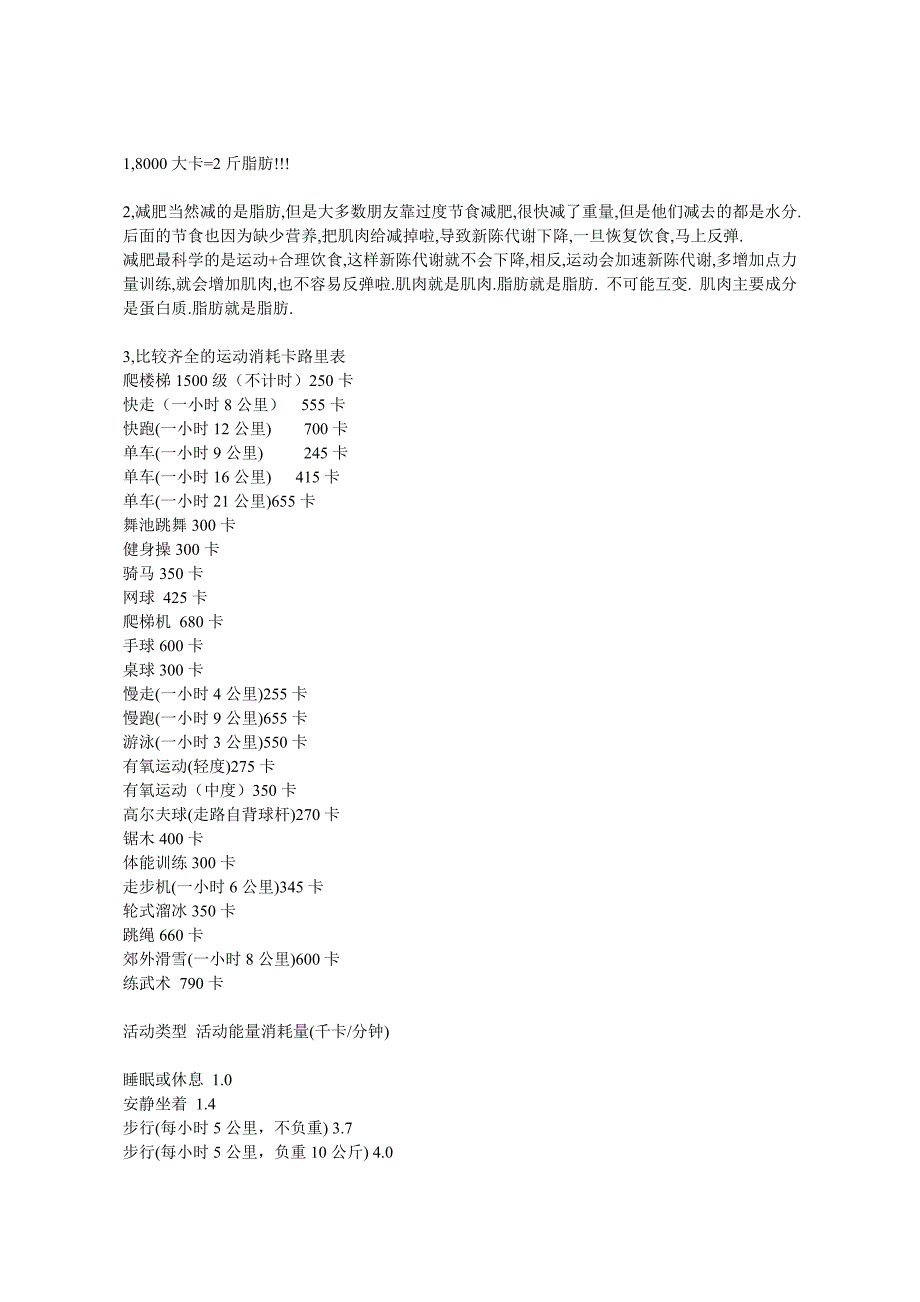 运动卡路里表.doc_第1页