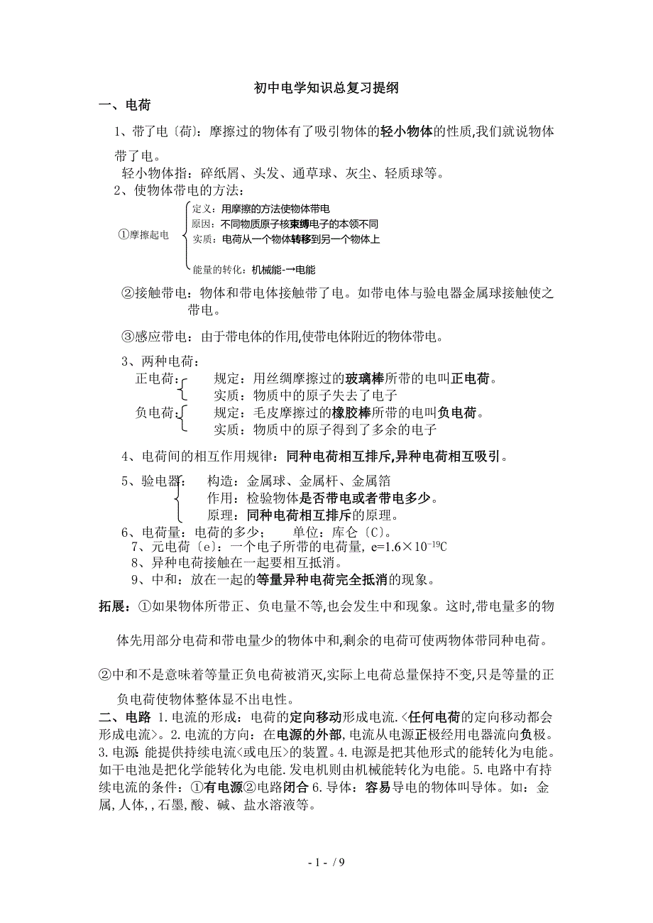 初三物理电学知识点汇总_第1页