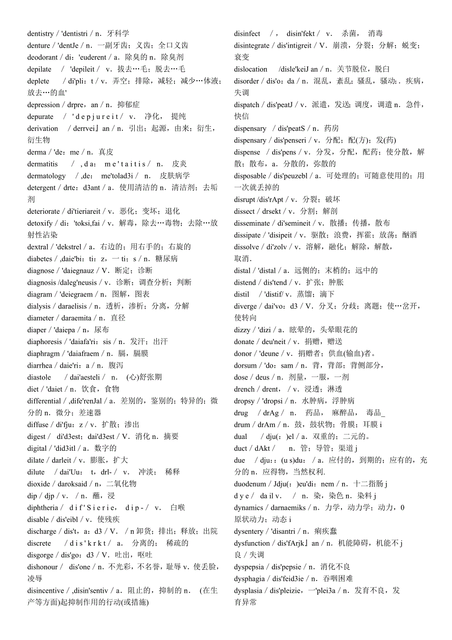 全国医学英语统考医学英语词汇表(精选)_第4页