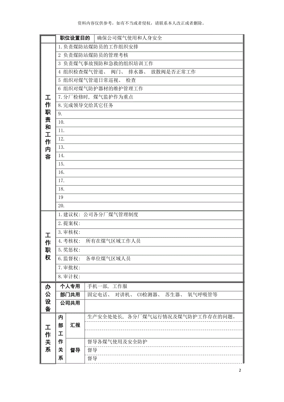 德龙钢铁管理岗位职位说明书模板.doc_第2页