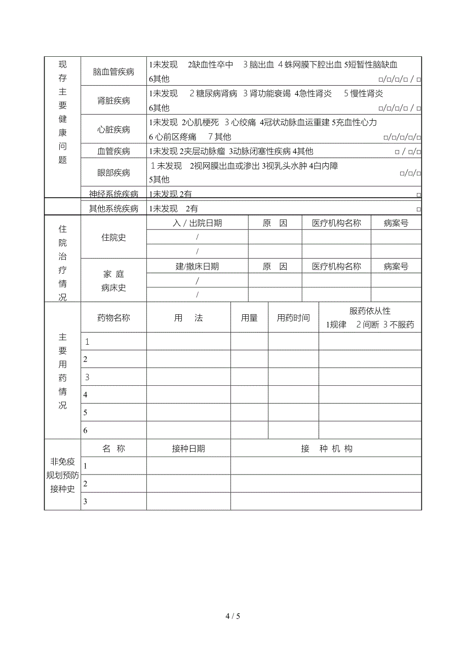 65岁以上老年人健康体检表_第4页