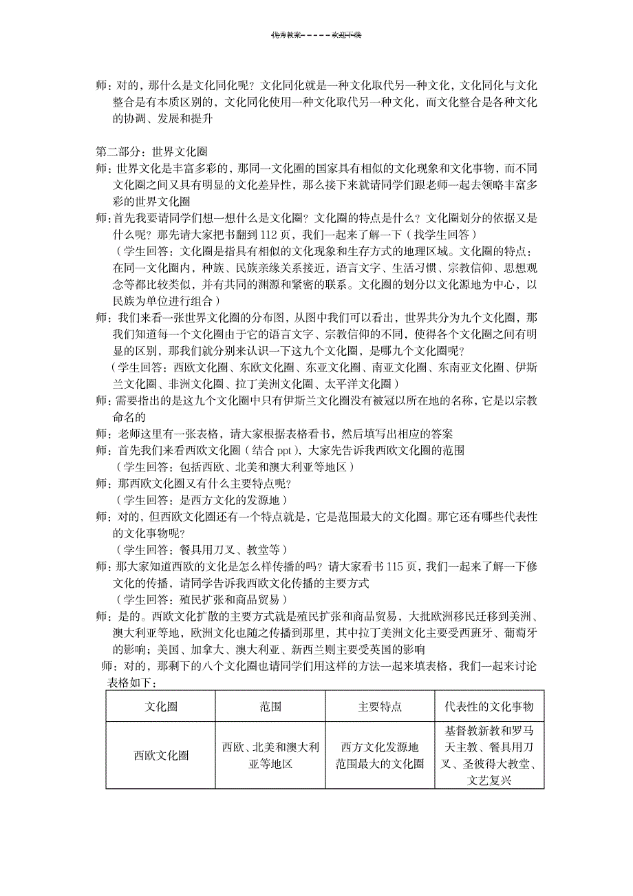 世界文化圈教案_小学教育-小学学案_第3页