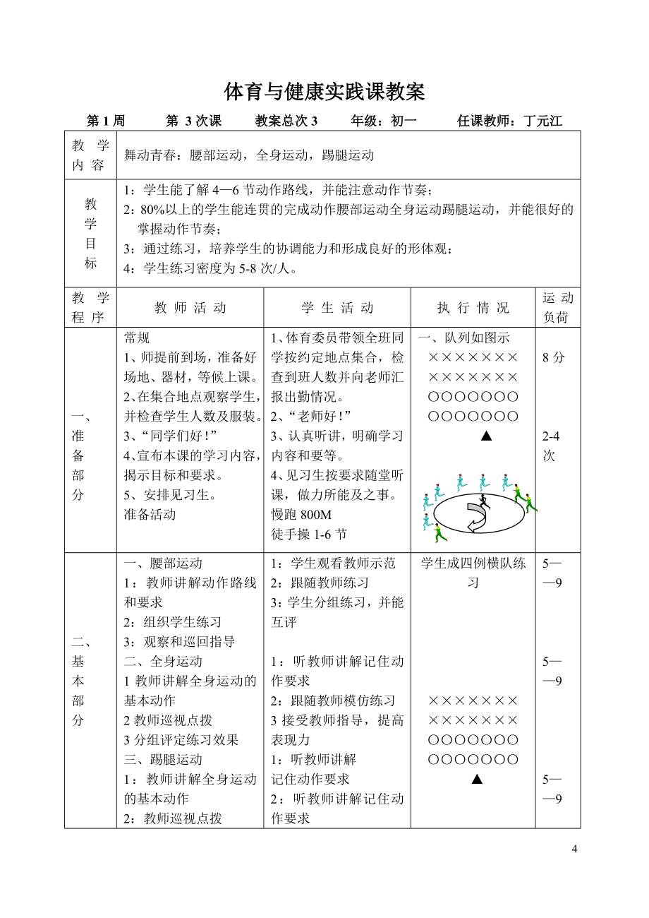 七年级第一学期体育与健康全套教案_第4页