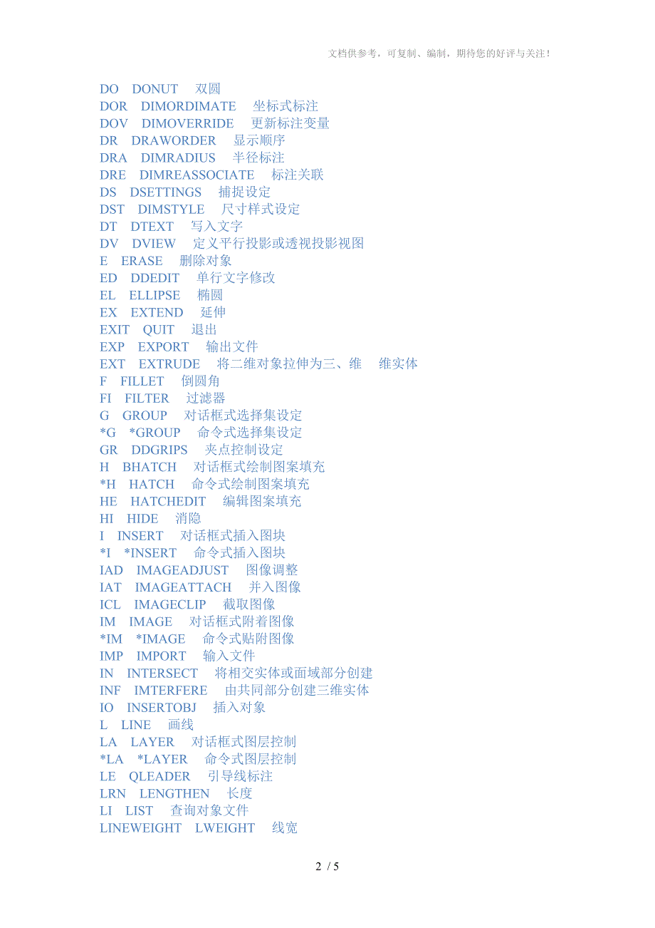 aotoCAD快捷键命令_第2页