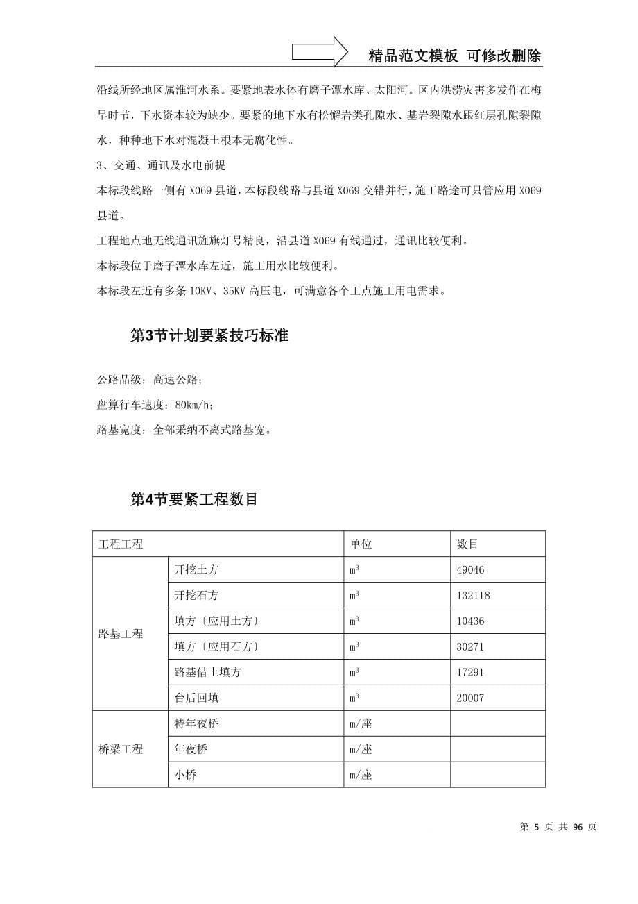 建筑行业安徽某高速公路施工组织设计_第5页