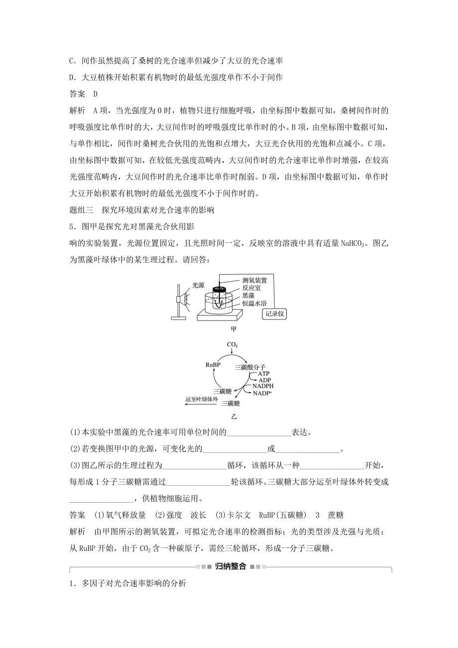 【新步步高】版高考生物一轮复习第二单元细胞的代谢光合作用与细胞呼吸讲义浙科版-精_第5页