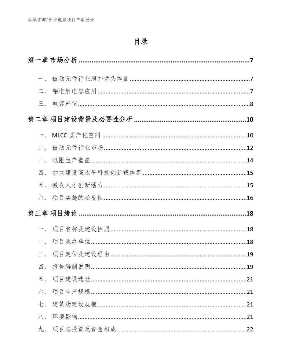 长沙电容项目申请报告（模板范文）_第1页