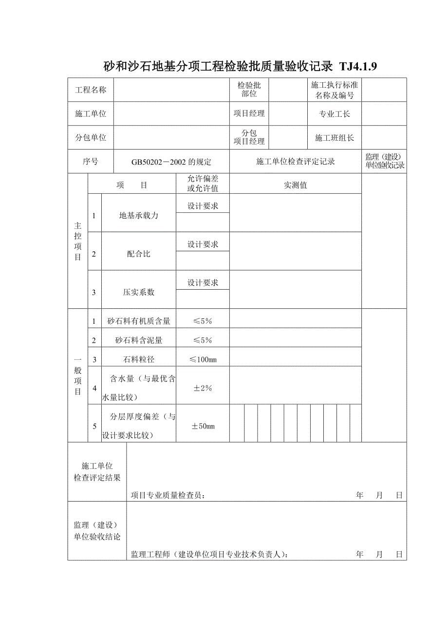 地基处理子分部工程质量验收记录等建筑表格_第5页