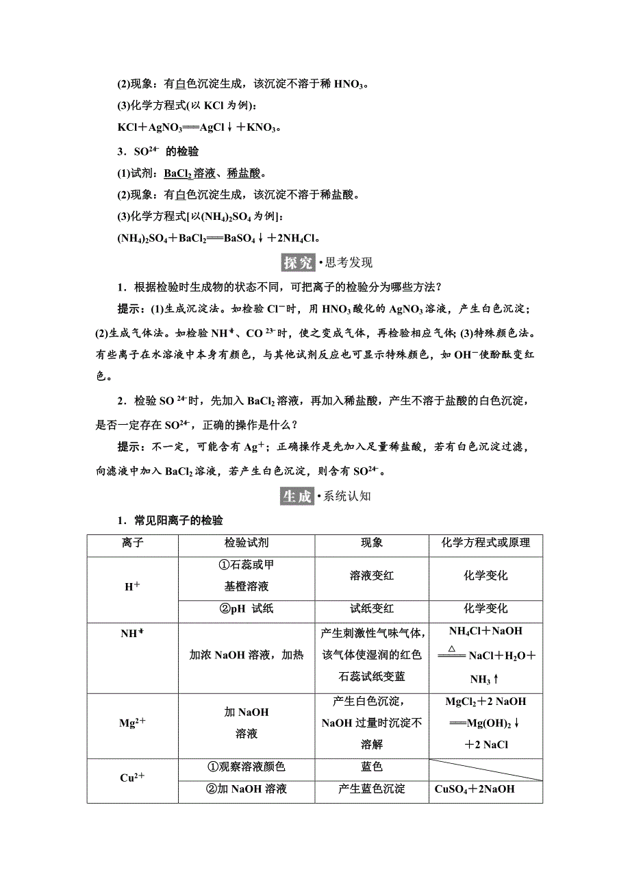 高中苏教版化学必修1教学案：专题1 第二单元 第二课时　常见物质的检验 Word版含答案_第2页