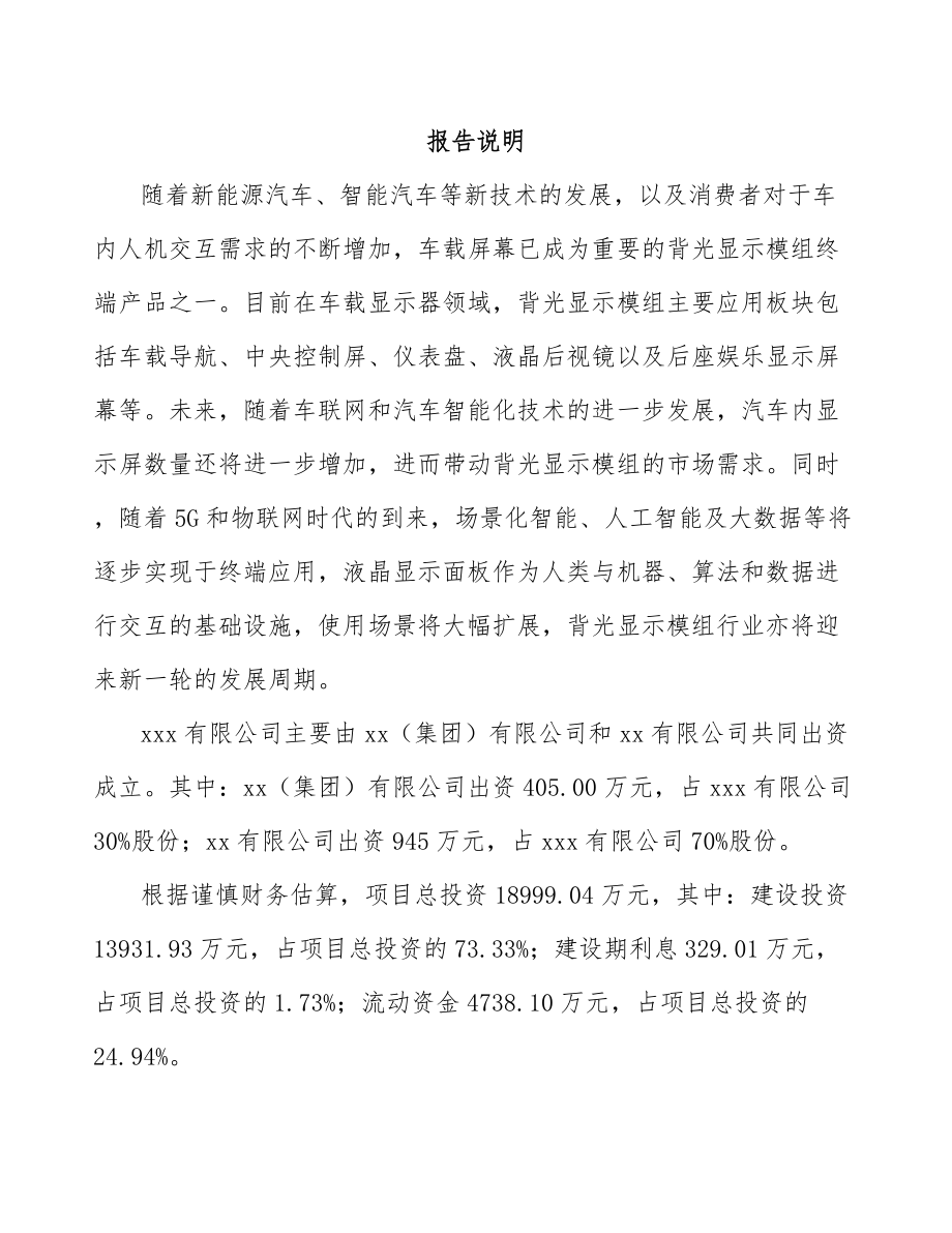 深圳关于成立背光显示模组公司可行性研究报告_第2页