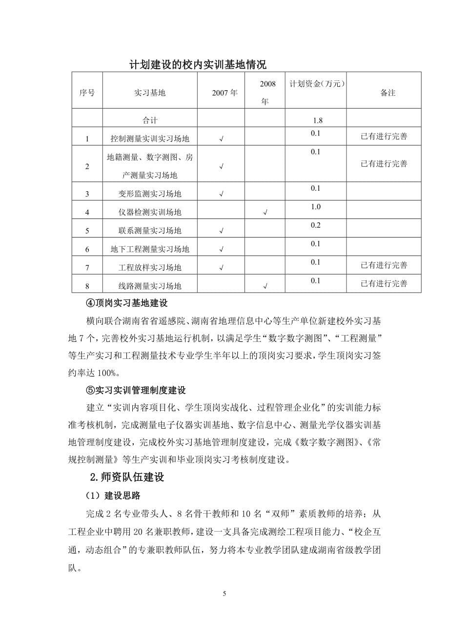 工程测量技术省级精品专业项目规划书_第5页