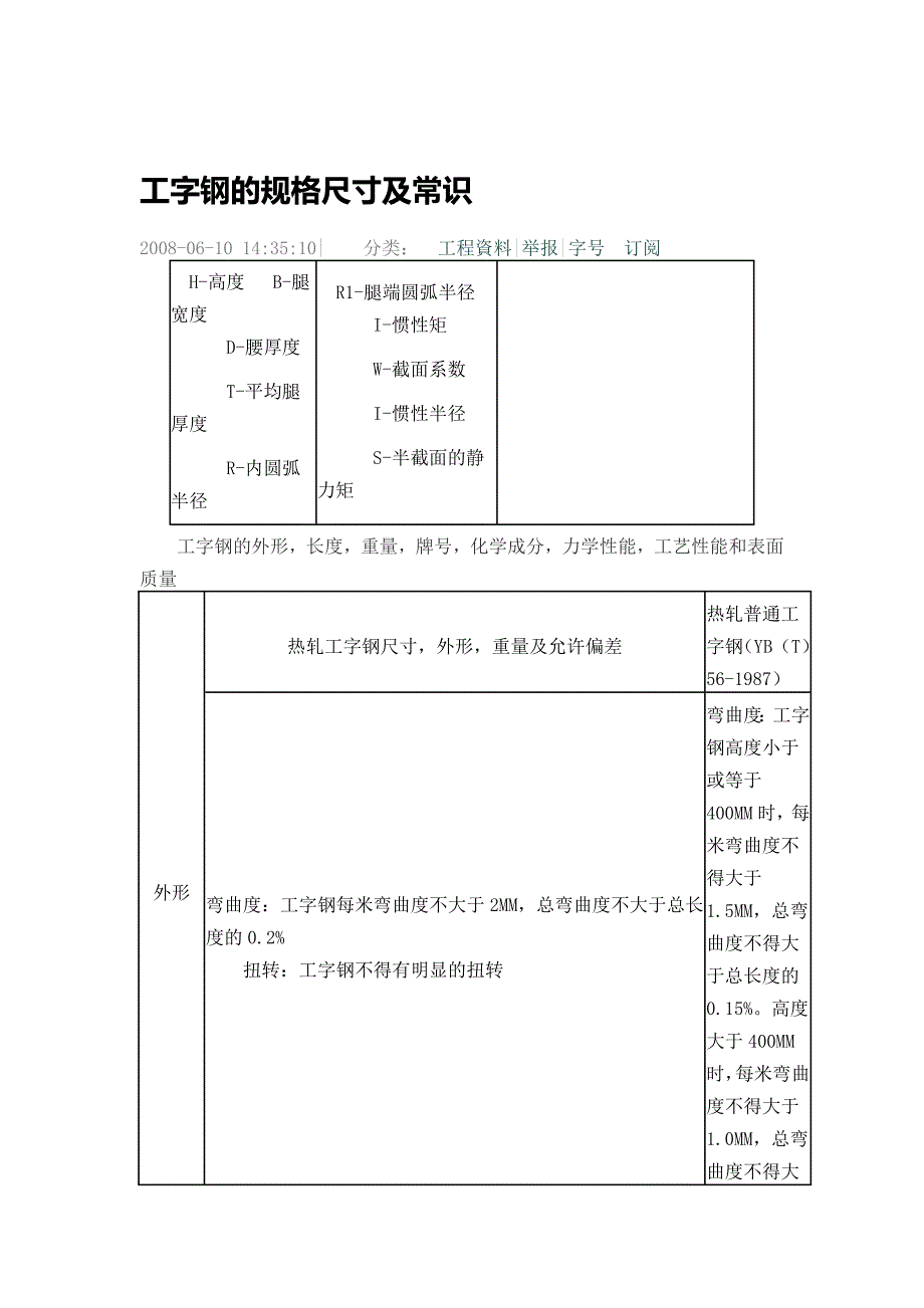 标准工字钢槽钢等规格_第1页