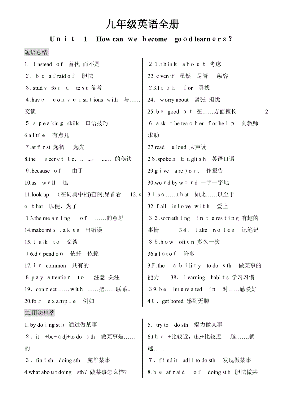 新人教版九年级英语短语_第1页