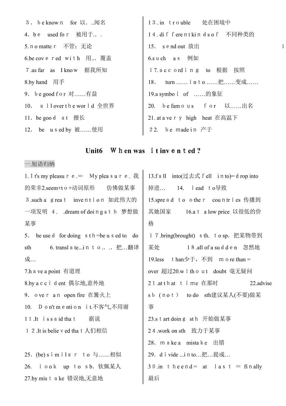 新人教版九年级英语短语_第5页