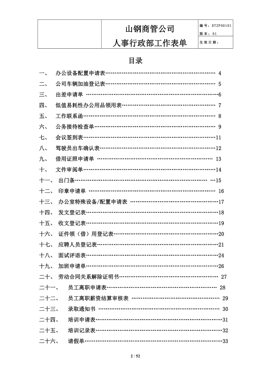 某某公司人事行政部工作表单_第2页