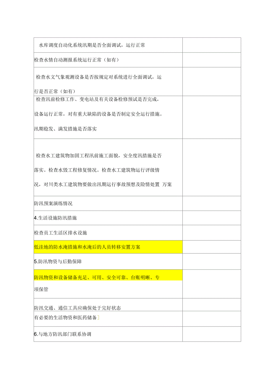 防洪防汛迎峰度夏专项安全检查表水工_第3页