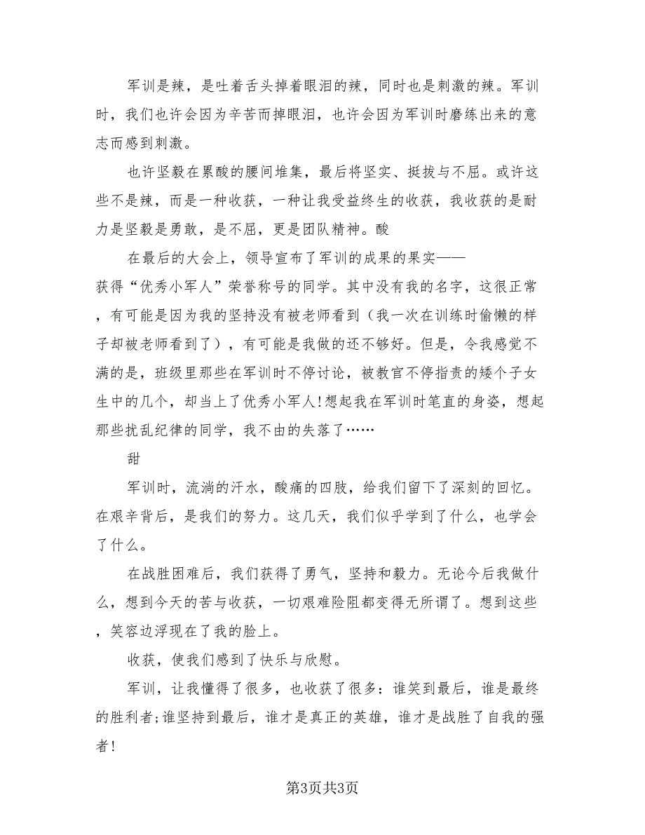 大学生军训的个人总结例文参照2023年.doc_第3页