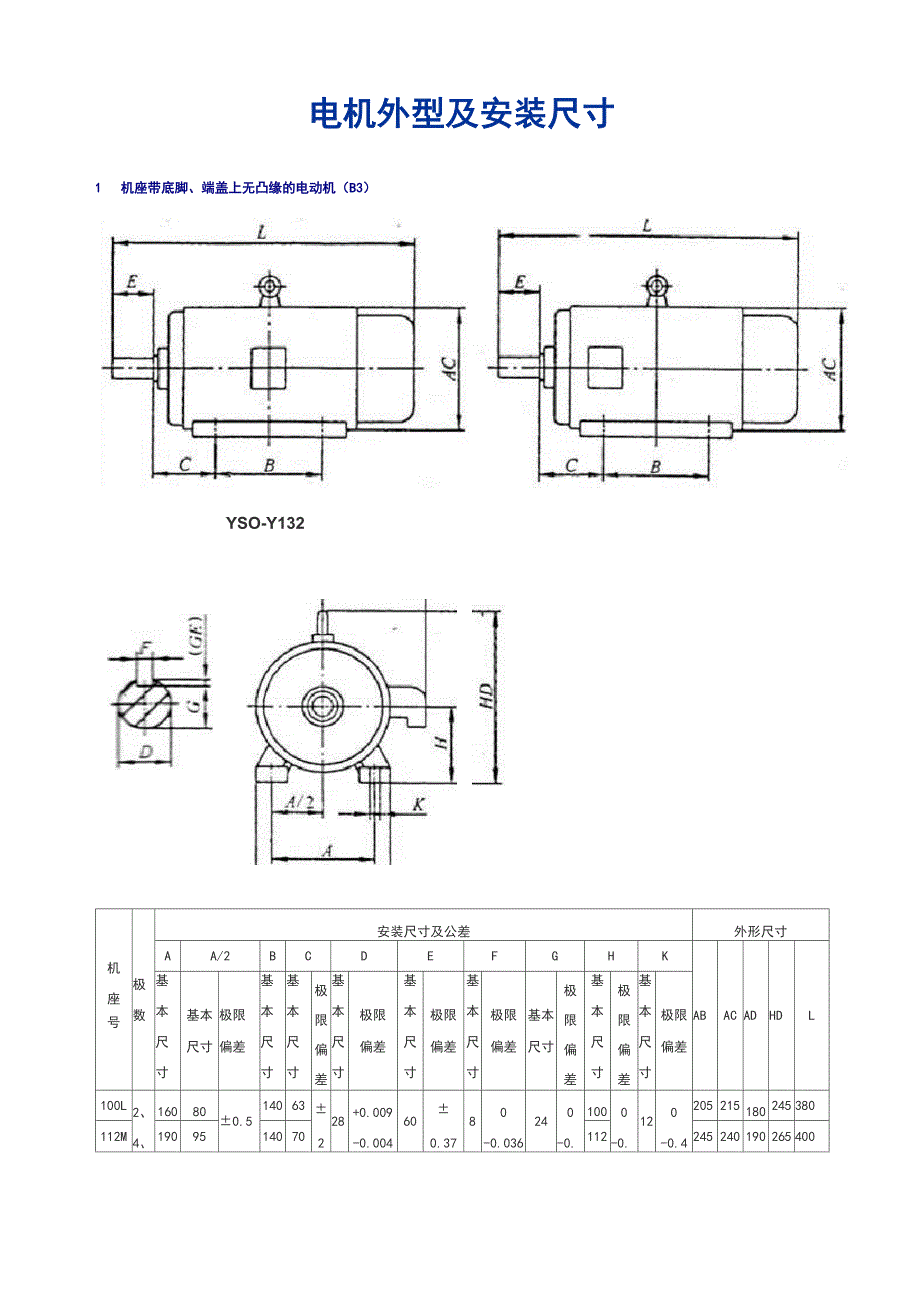 电机外型及安装尺寸_第1页