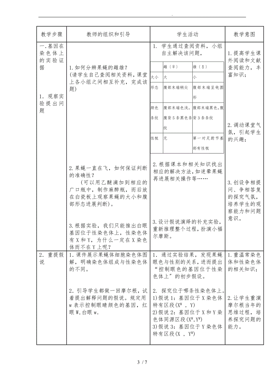 基因在染色体上教学设计说明_第3页