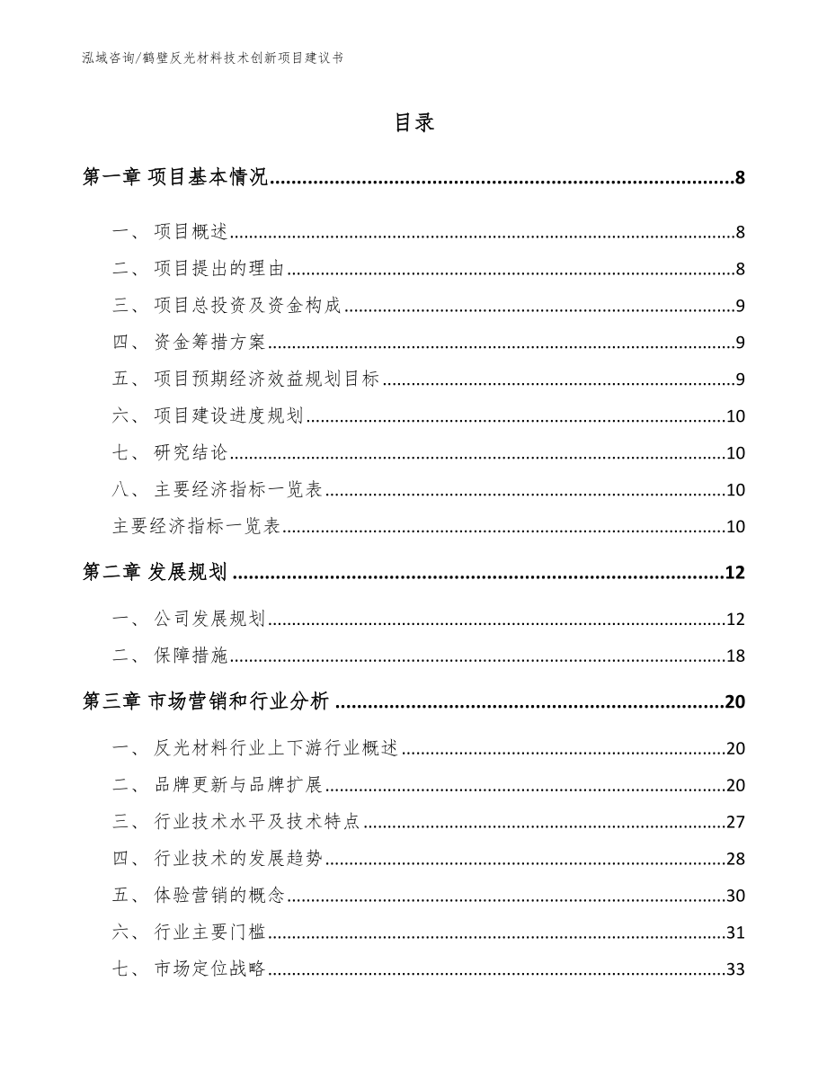 鹤壁反光材料技术创新项目建议书_范文参考_第2页