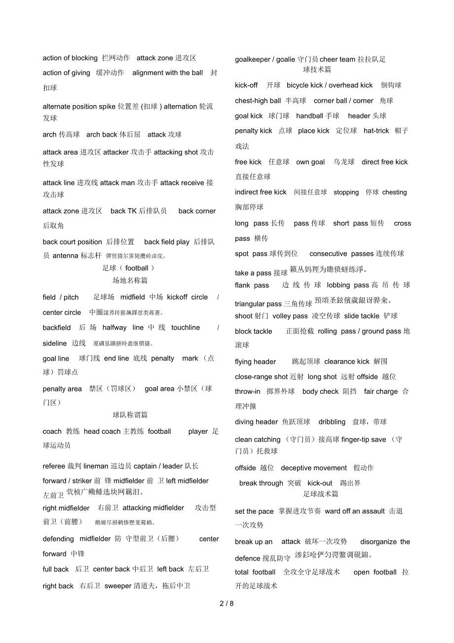 体育专业英语词汇表_第2页