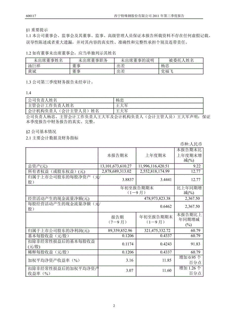 600117西宁特钢第三季度季报_第3页