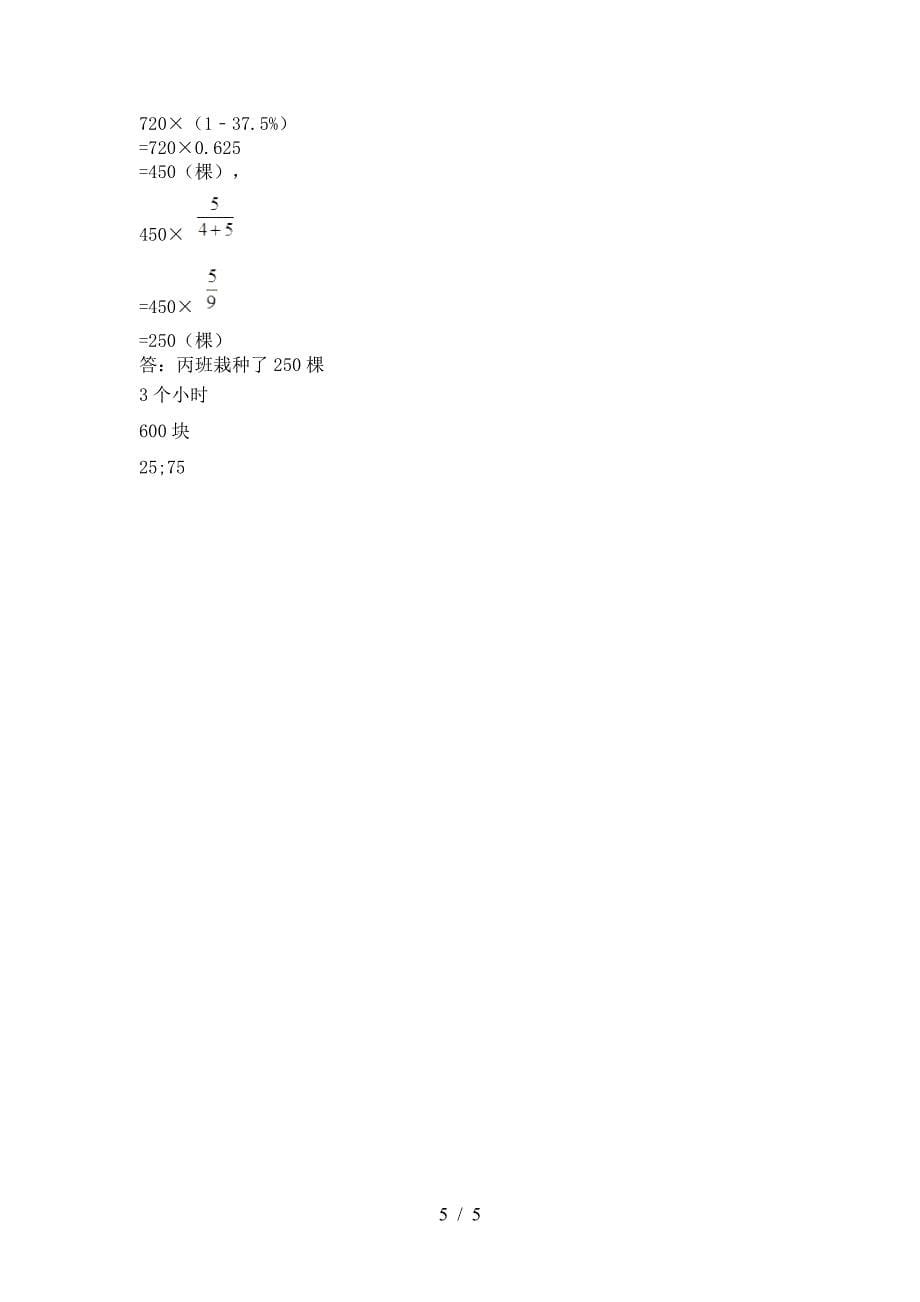 新部编版六年级数学下册第二次月考强化训练.doc_第5页