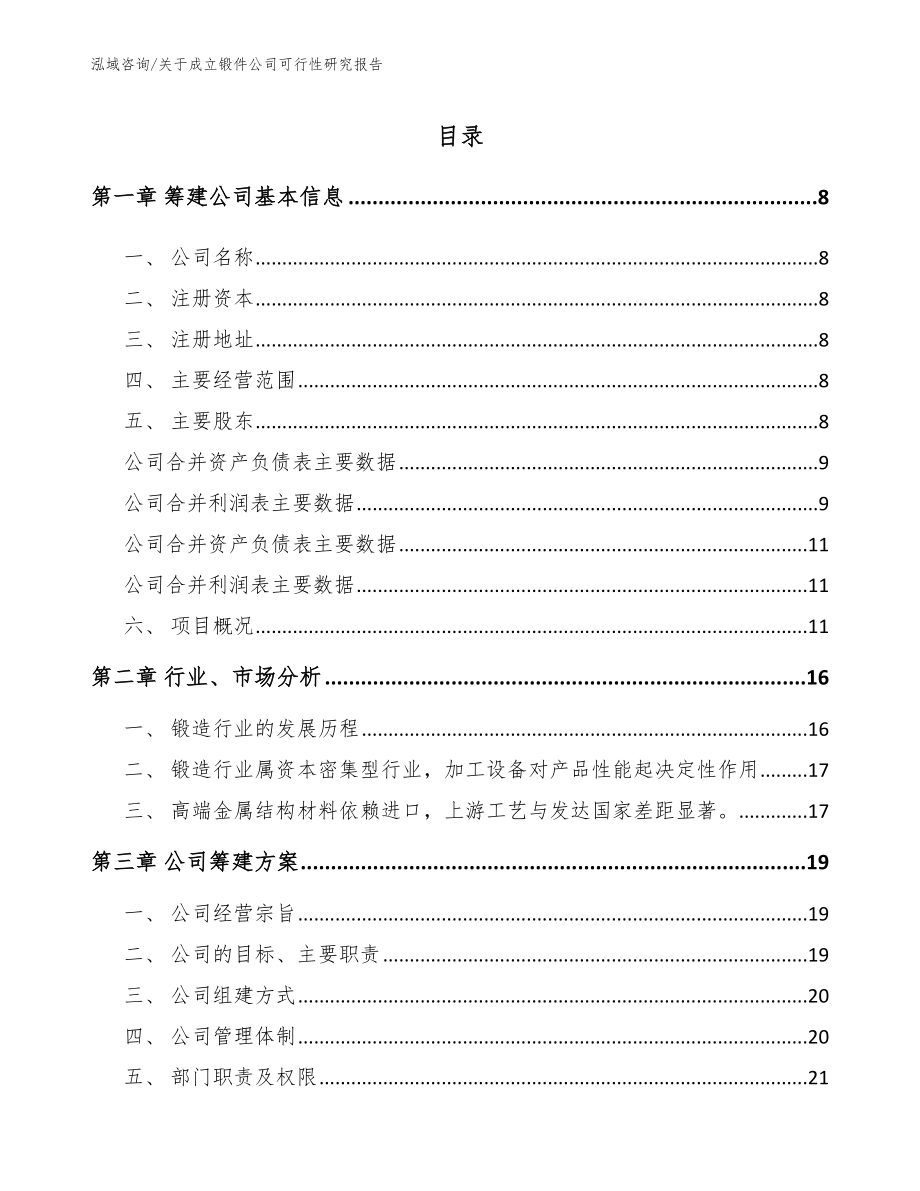 关于成立锻件公司可行性研究报告_模板范本_第2页