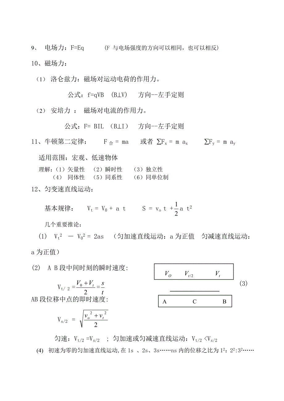 高中物理公式、规律汇编表_第3页