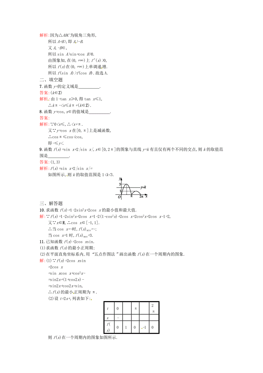 高考数学理一轮规范练20三角函数的图象与性质含答案_第3页