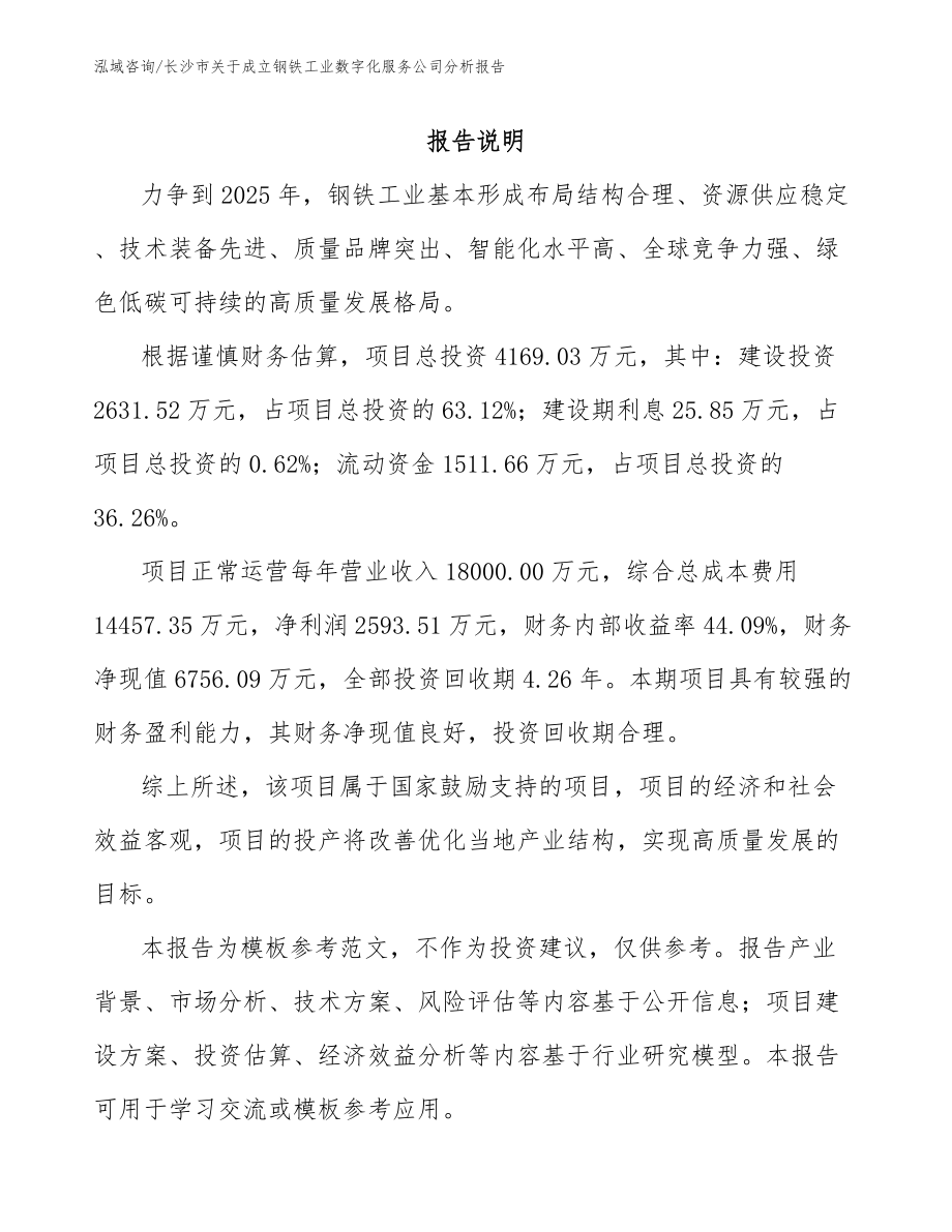 长沙市关于成立钢铁工业数字化服务公司分析报告（模板参考）_第2页