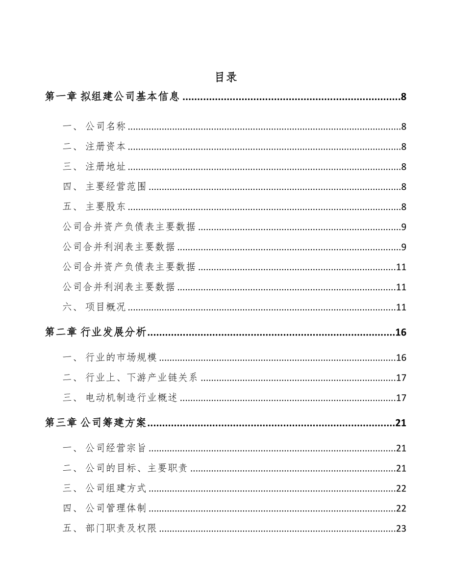 奉节关于成立电动机公司可行性报告(DOC 79页)_第2页