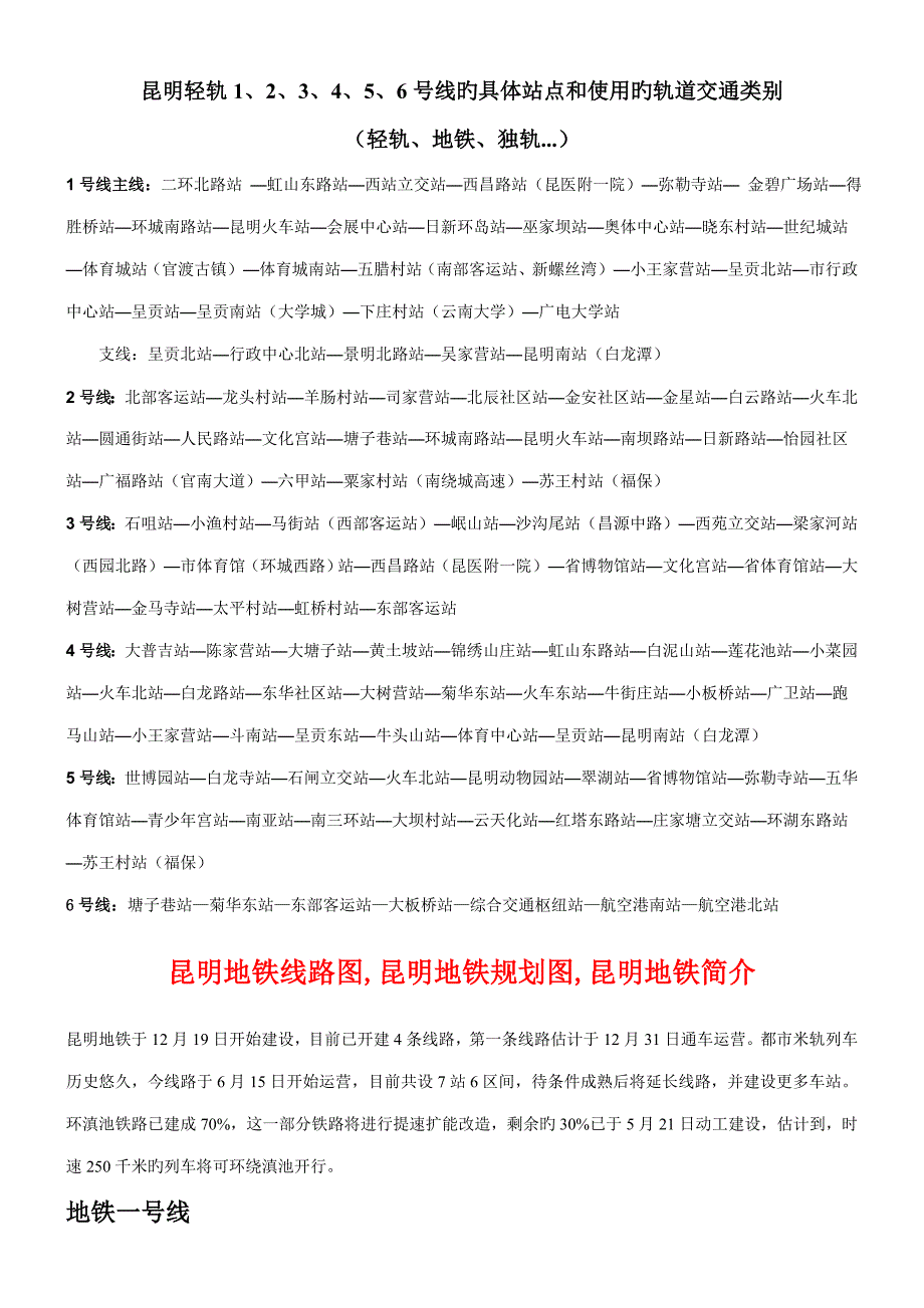昆明轻轨重点规划_第1页