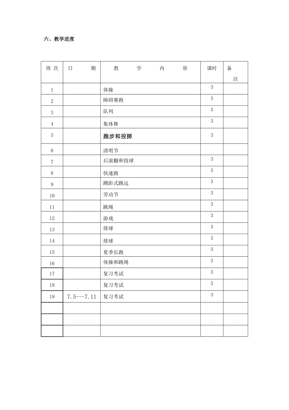 小学体育四年级下册教学计划及教案_第2页