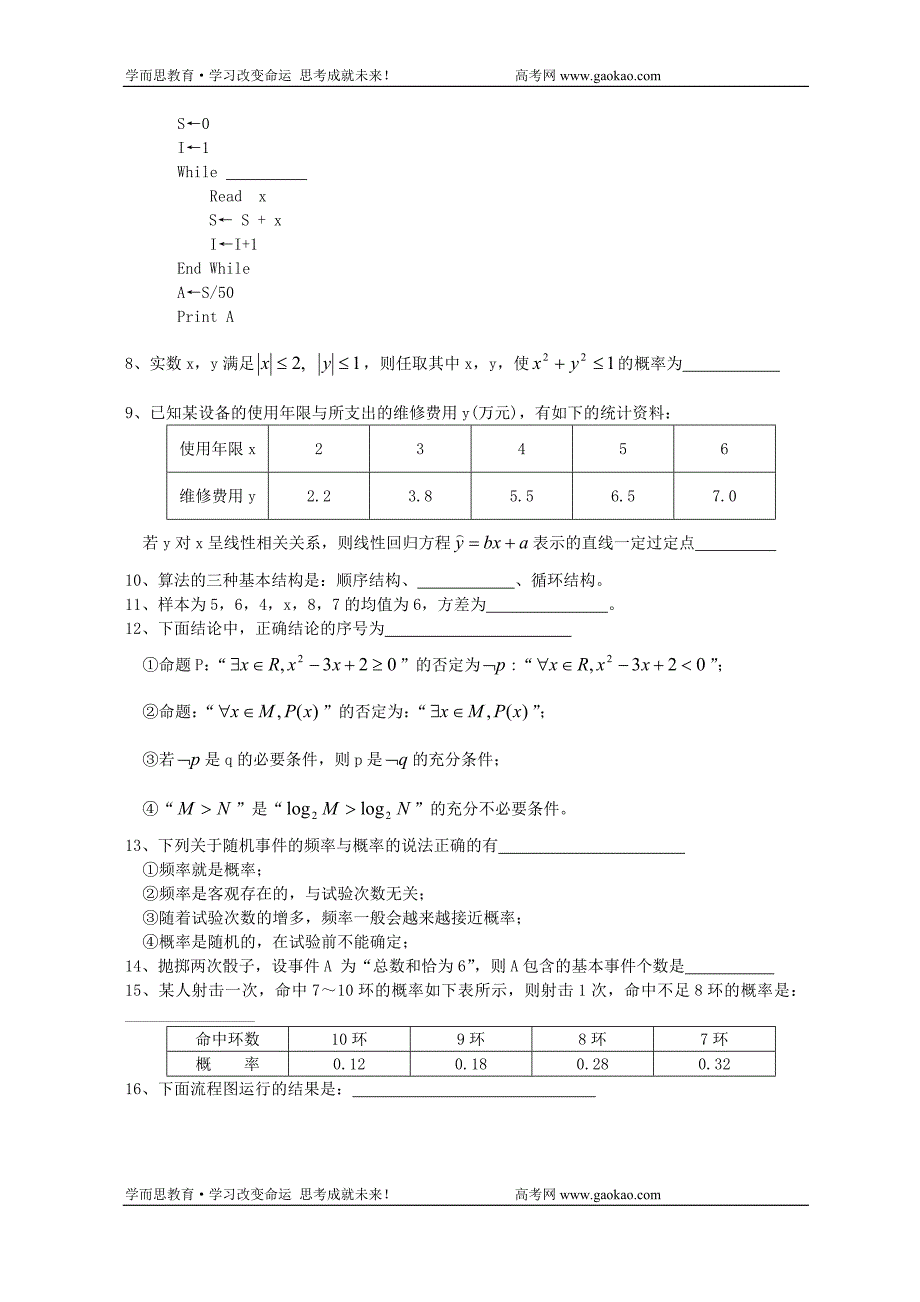 高二数学上学期期中试题.doc_第2页