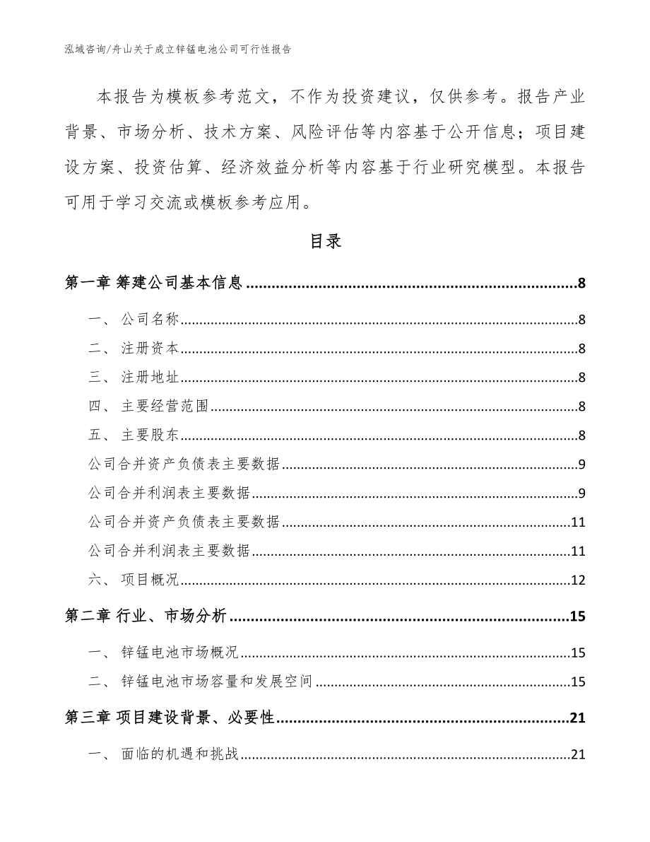 舟山关于成立锌锰电池公司可行性报告范文_第3页