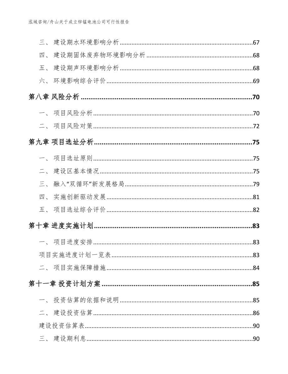 舟山关于成立锌锰电池公司可行性报告范文_第5页