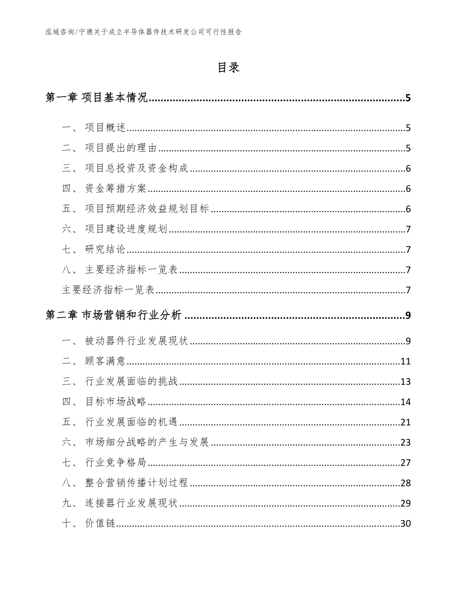 宁德关于成立半导体器件技术研发公司可行性报告（模板范本）_第1页