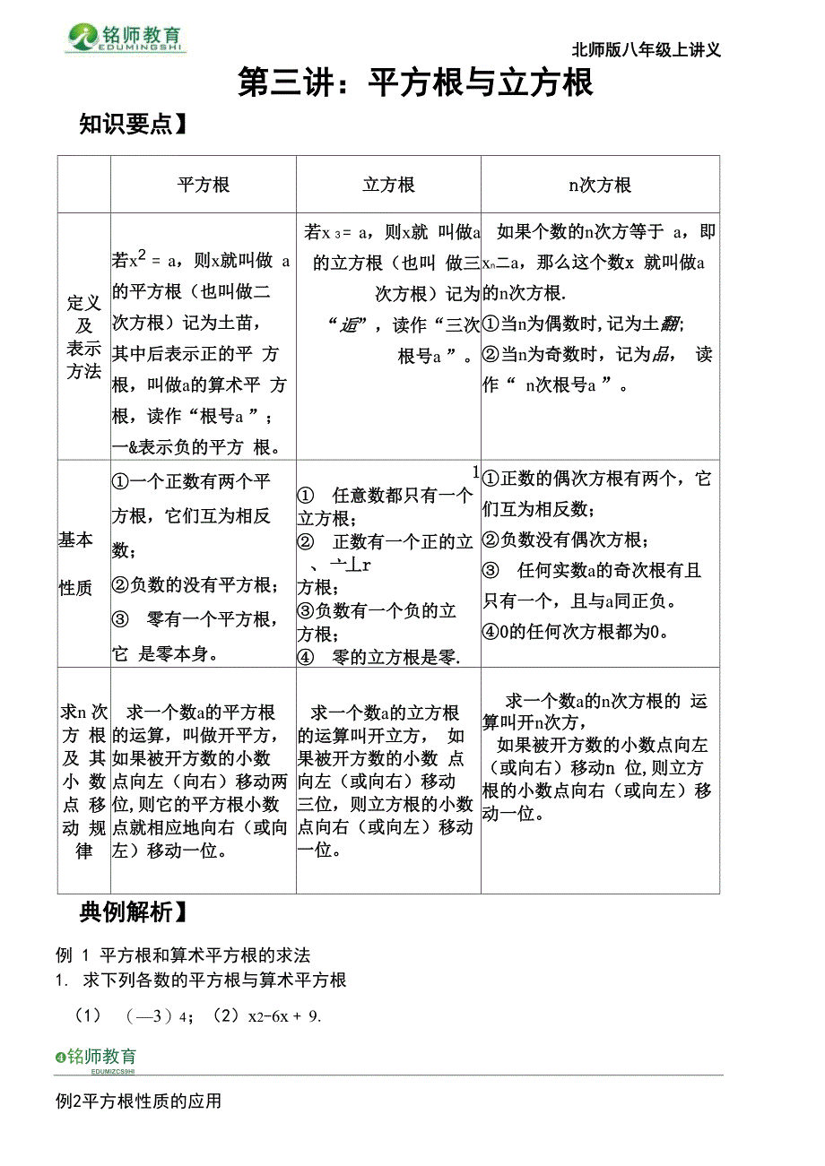 第三讲：平方根与立方根_第1页