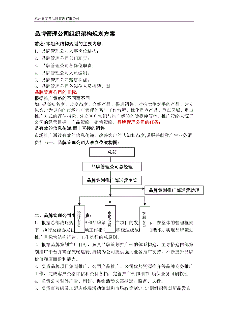 品牌公司组织架构规划方案_第1页