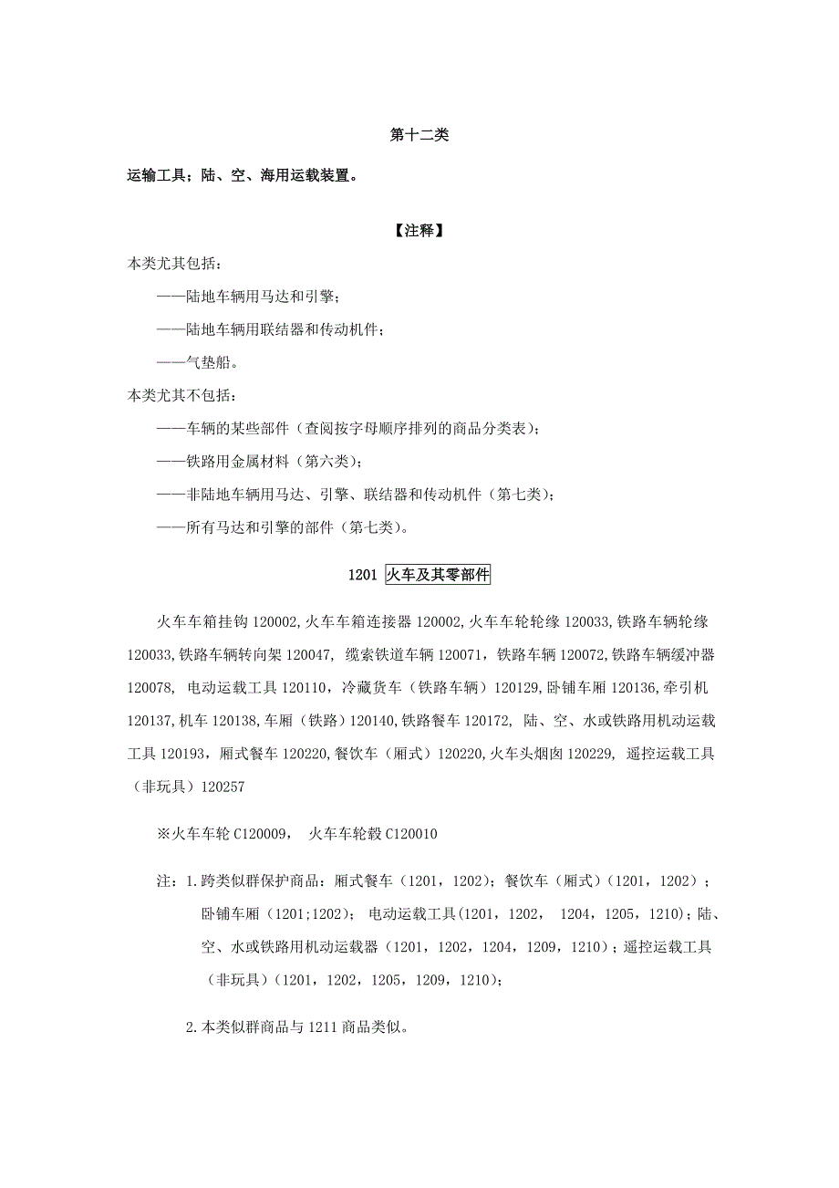 商标注册12类详细列表说明_第1页