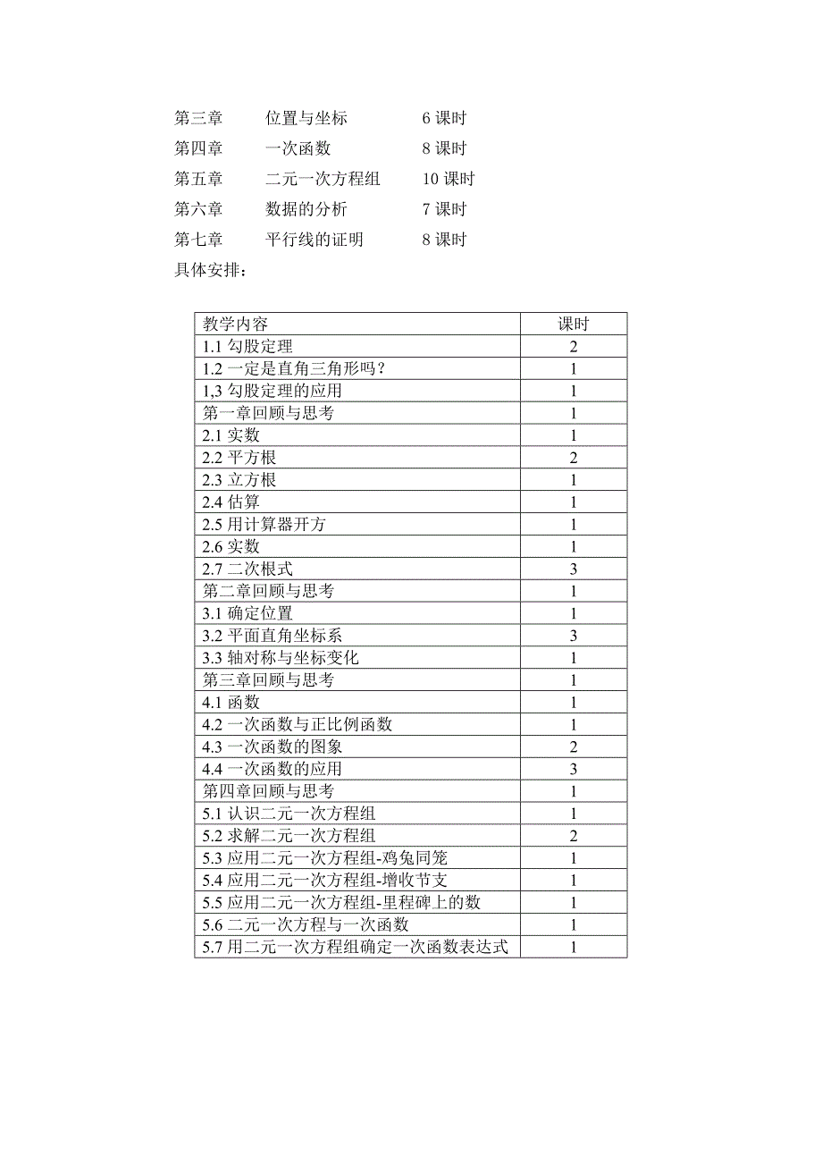 北师大版八年级上册数学学期教学计划_第4页