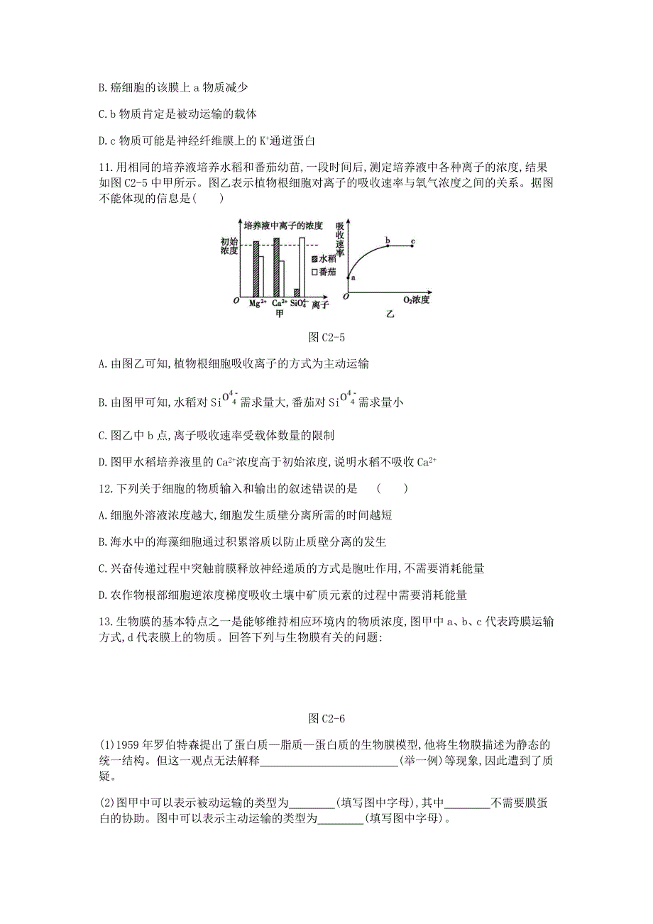 2022届高考生物一轮复习第2单元细胞的结构与物质的运输常考易错训练_第4页